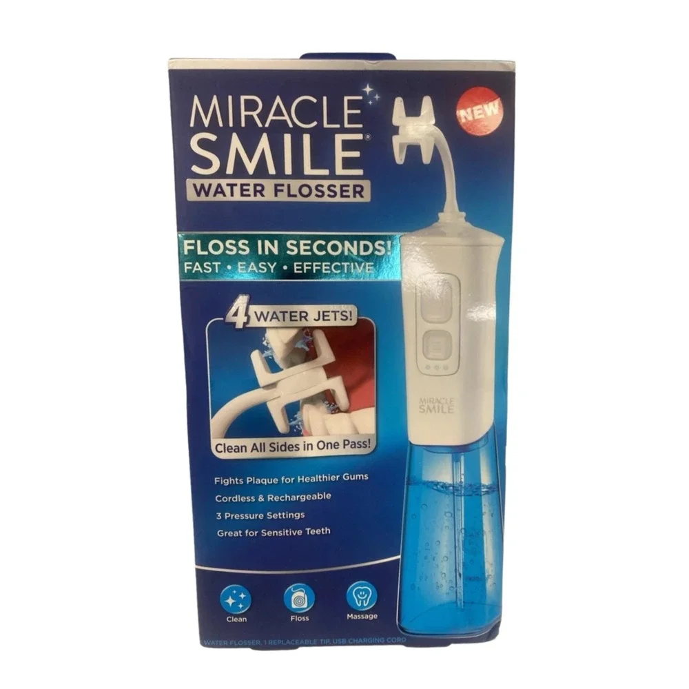 Miracle Smile Water‎ Flosser Deluxe Pro Portable Dental Rechargeable Irrigator
